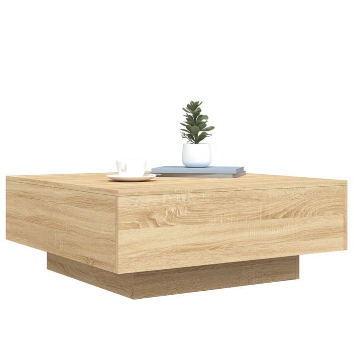 Table basse avec lumières LED chêne sonoma 80x80x31 cm - Photo n°6