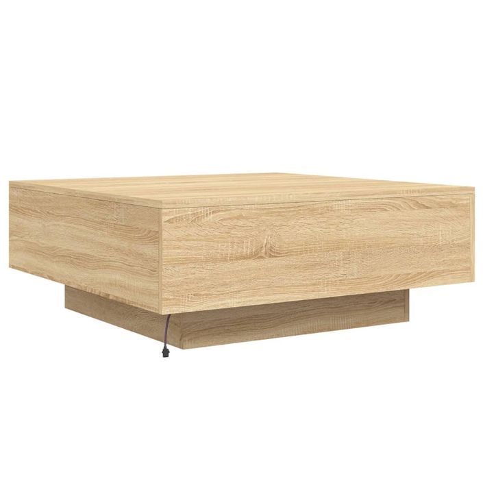 Table basse avec lumières LED chêne sonoma 80x80x31 cm - Photo n°9