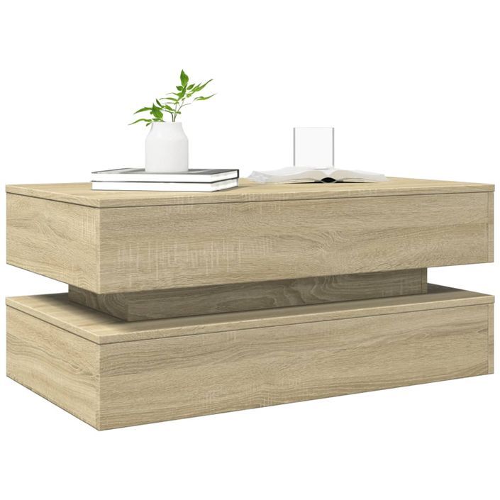 Table basse avec lumières LED chêne sonoma 90x50x40 cm - Photo n°6