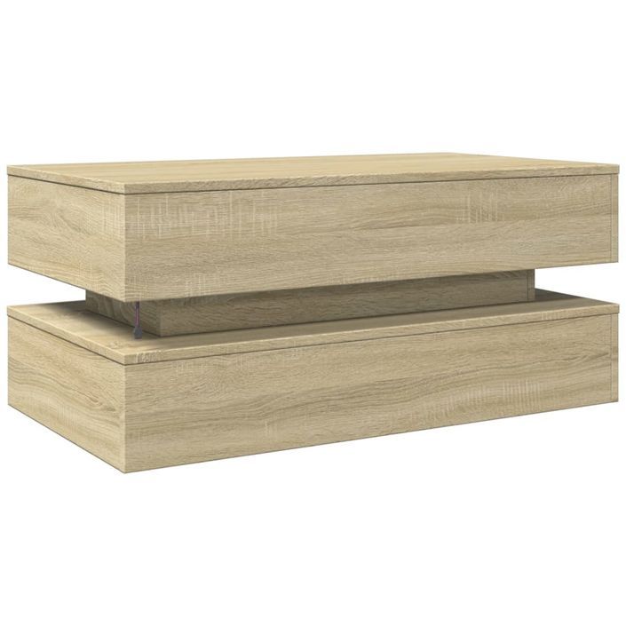 Table basse avec lumières LED chêne sonoma 90x50x40 cm - Photo n°9