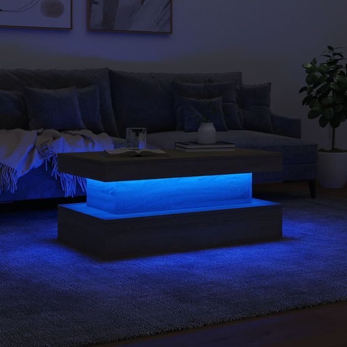 Table basse avec lumières LED chêne sonoma 90x50x40 cm - Photo n°5