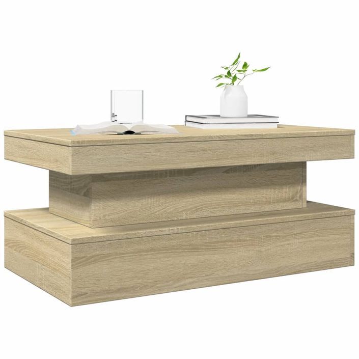 Table basse avec lumières LED chêne sonoma 90x50x40 cm - Photo n°6