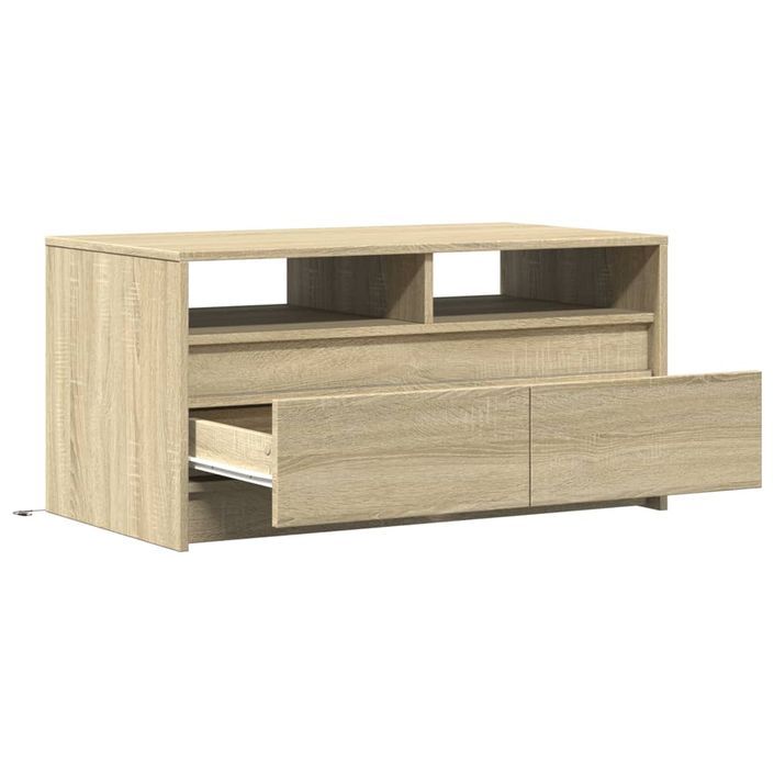 Table basse avec lumières LED chêne sonoma bois d'ingénierie - Photo n°9