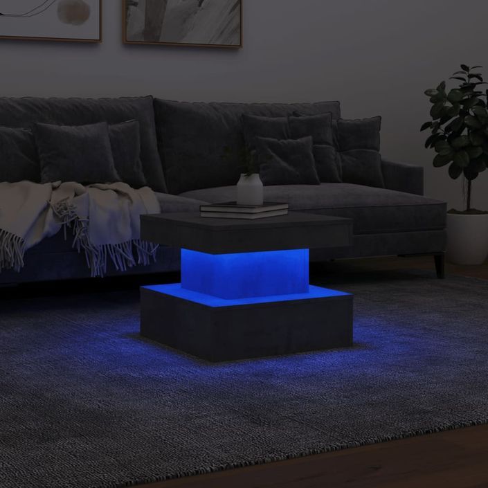 Table basse avec lumières LED gris béton 50x50x40 cm - Photo n°5