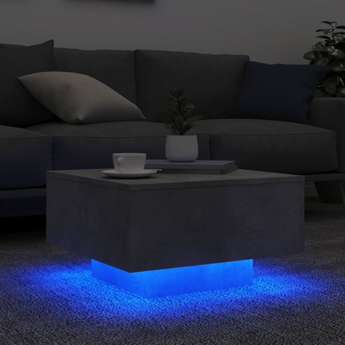 Table basse avec lumières LED gris béton 55x55x31 cm - Photo n°4