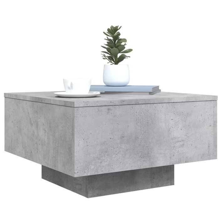 Table basse avec lumières LED gris béton 55x55x31 cm - Photo n°6