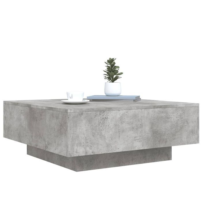 Table basse avec lumières LED gris béton 80x80x31 cm - Photo n°6