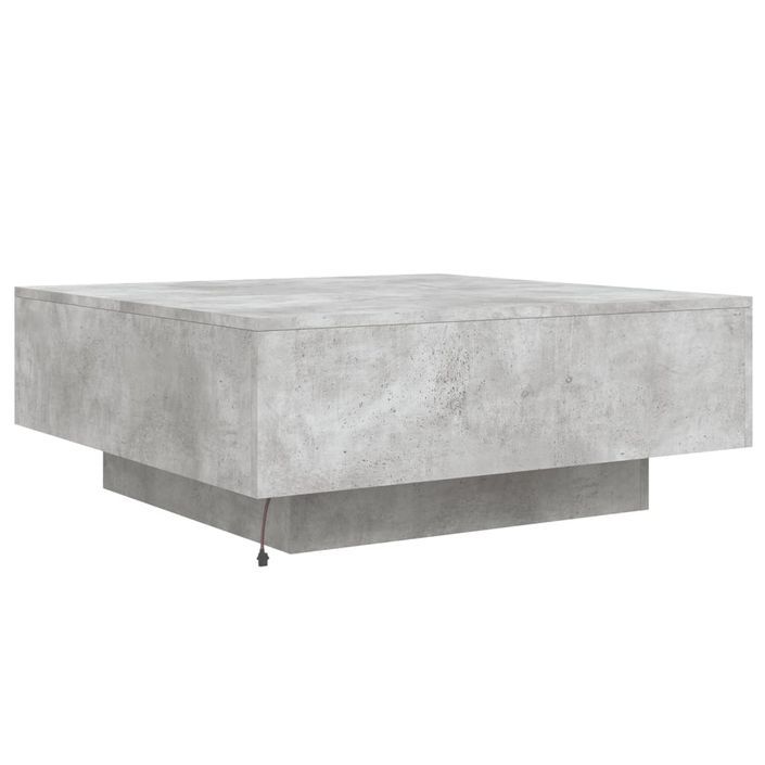 Table basse avec lumières LED gris béton 80x80x31 cm - Photo n°9