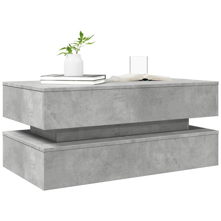 Table basse avec lumières LED gris béton 90x50x40 cm - Photo n°6