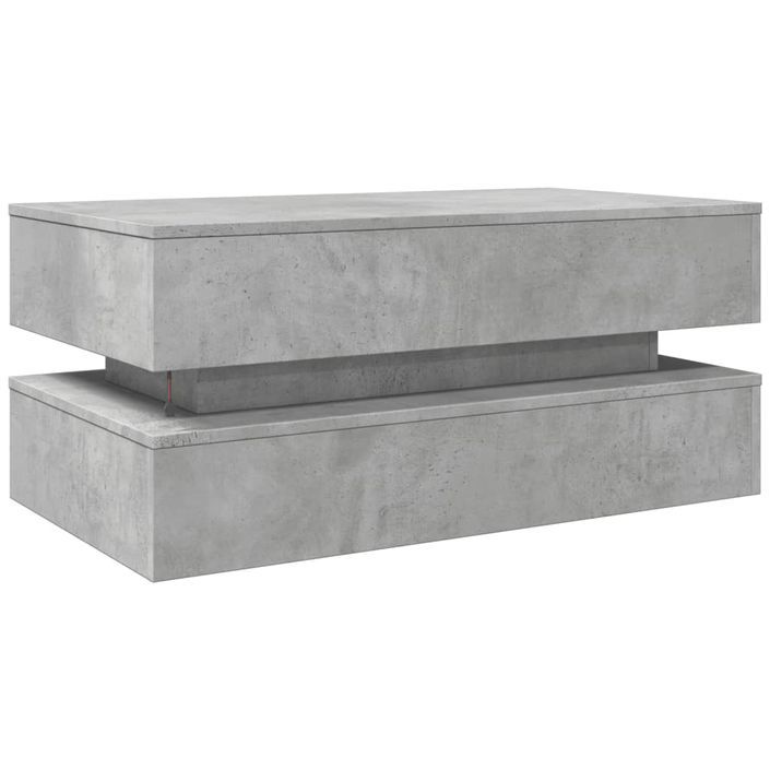 Table basse avec lumières LED gris béton 90x50x40 cm - Photo n°9