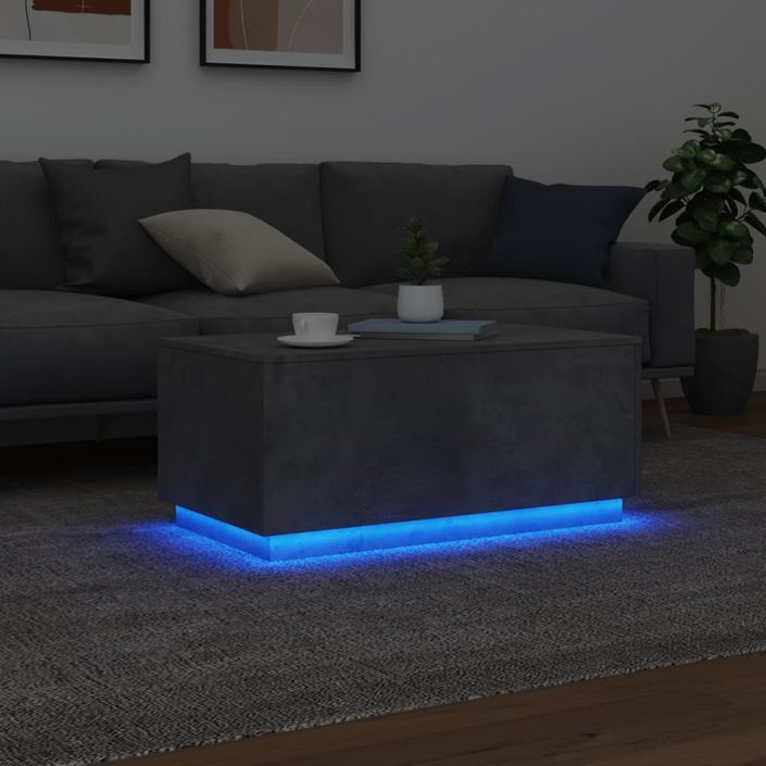 Table basse avec lumières LED gris béton 90x50x40 cm - Photo n°5