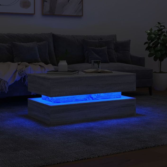 Table basse avec lumières LED gris sonoma 90x50x40 cm - Photo n°5