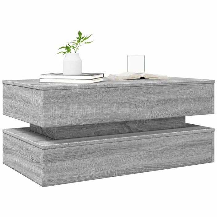 Table basse avec lumières LED gris sonoma 90x50x40 cm - Photo n°6