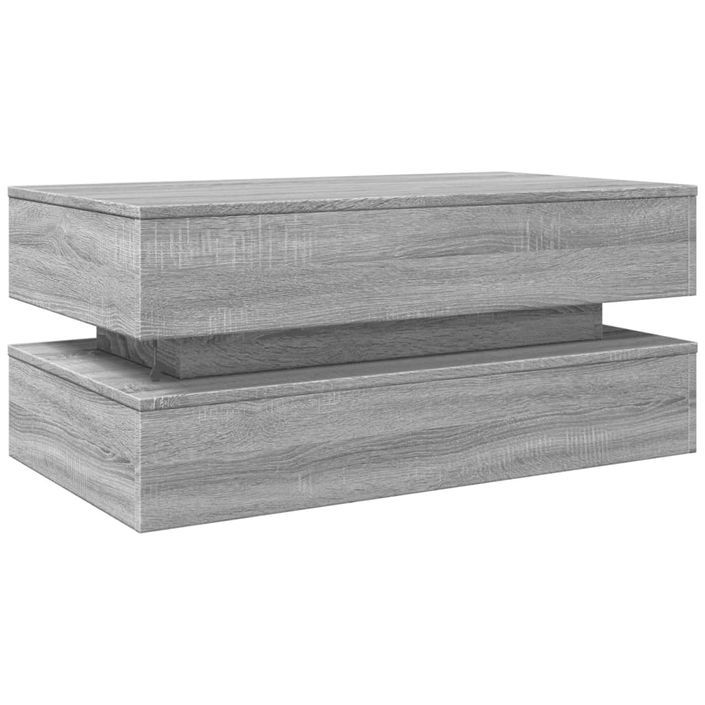 Table basse avec lumières LED gris sonoma 90x50x40 cm - Photo n°9