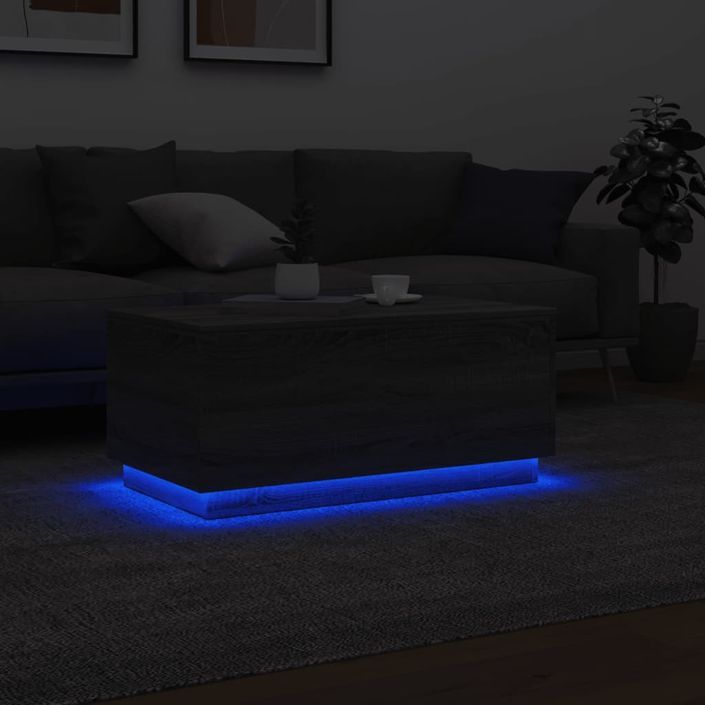 Table basse avec lumières LED gris sonoma 90x50x40 cm - Photo n°5