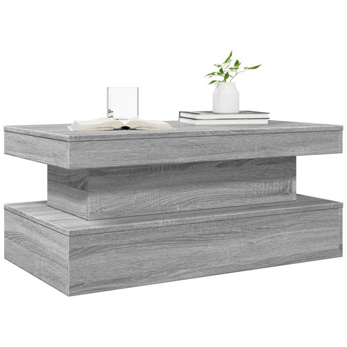 Table basse avec lumières LED gris sonoma 90x50x40 cm - Photo n°6