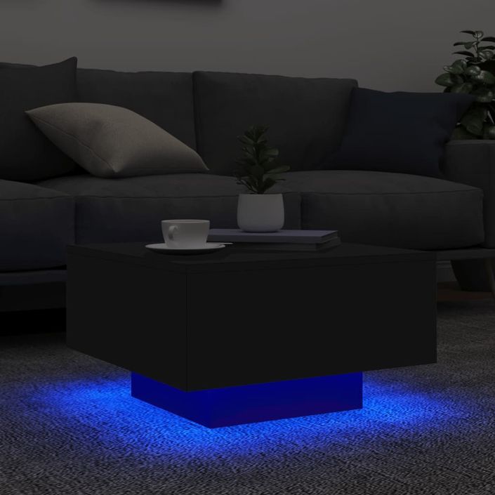 Table basse avec lumières LED noir 55x55x31 cm - Photo n°4