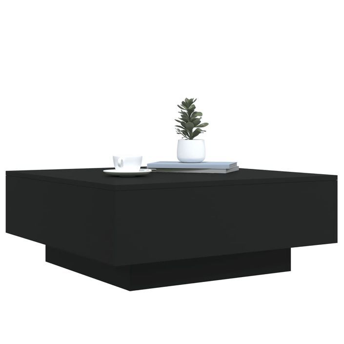 Table basse avec lumières LED noir 80x80x31 cm - Photo n°6