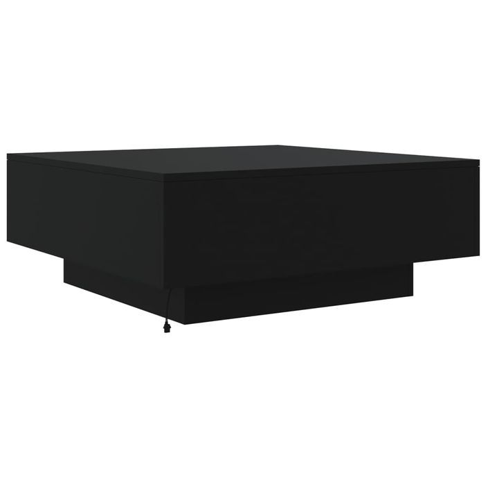 Table basse avec lumières LED noir 80x80x31 cm - Photo n°9