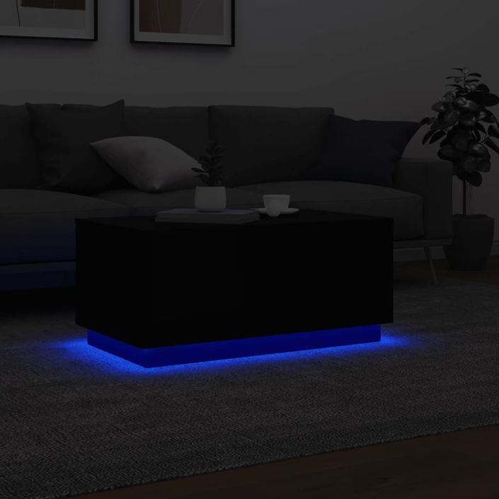 Table basse avec lumières LED noir 90x50x40 cm - Photo n°5