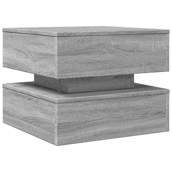 Table basse avec lumières LED sonoma gris 50x50x40 cm - Photo n°9