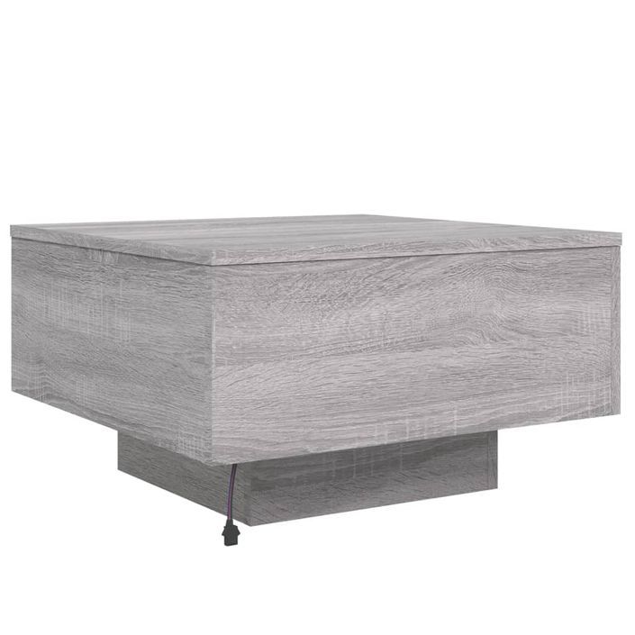 Table basse avec lumières LED sonoma gris 55x55x31 cm - Photo n°9