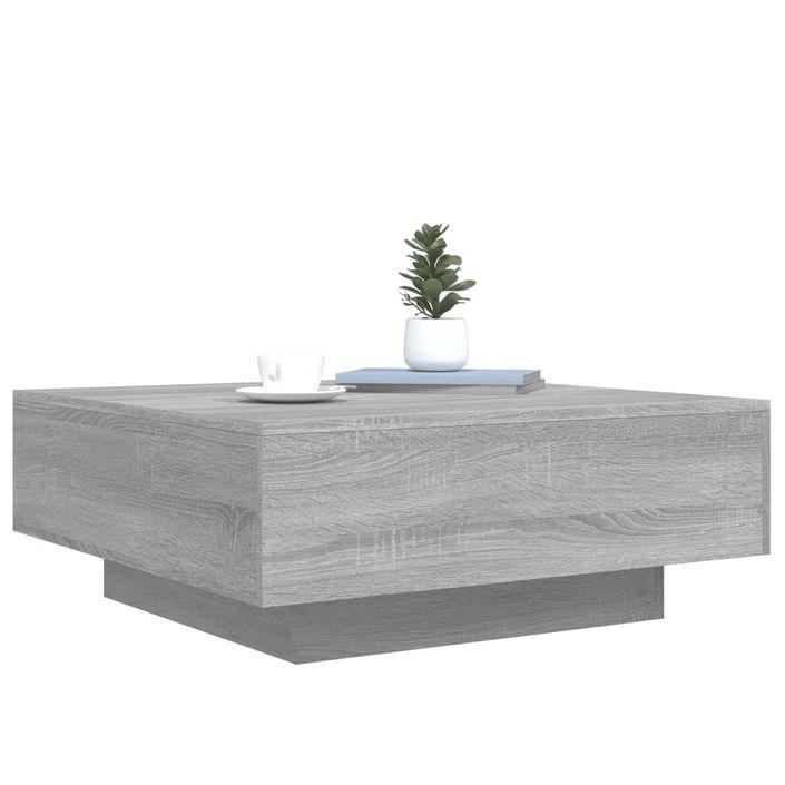 Table basse avec lumières LED sonoma gris 80x80x31 cm - Photo n°6