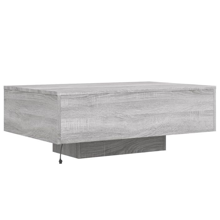 Table basse avec lumières LED sonoma gris 85x55x31 cm - Photo n°8