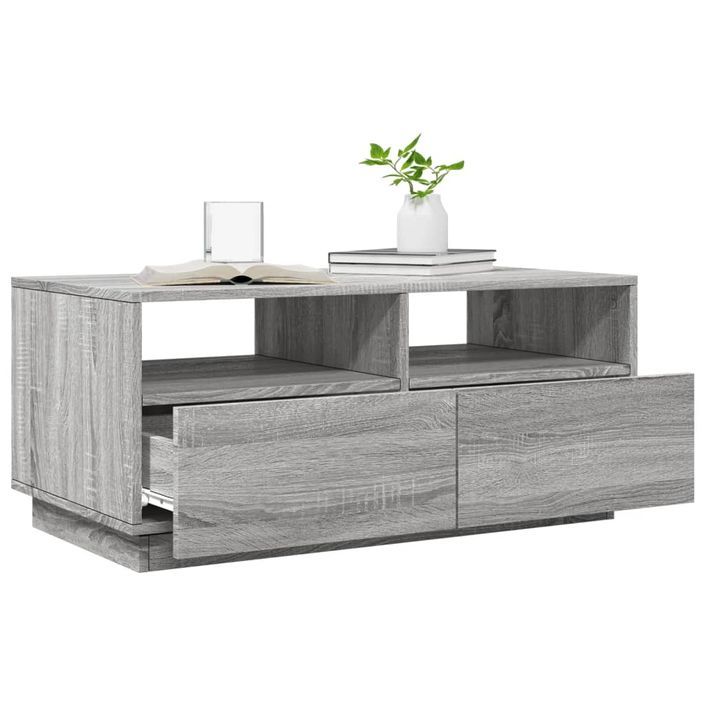 Table basse avec lumières LED sonoma gris 90x49x40 cm - Photo n°4