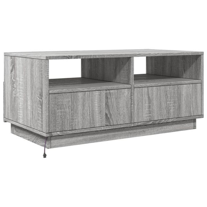 Table basse avec lumières LED sonoma gris 90x49x40 cm - Photo n°7