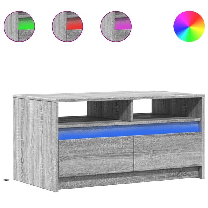 Table basse avec lumières LED sonoma gris bois d'ingénierie - Photo n°2