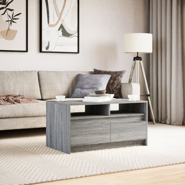 Table basse avec lumières LED sonoma gris bois d'ingénierie - Photo n°4