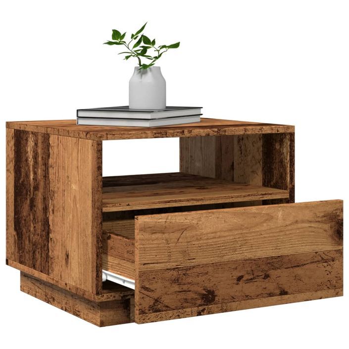 Table basse avec lumières LED vieux bois 50x49x40 cm - Photo n°6