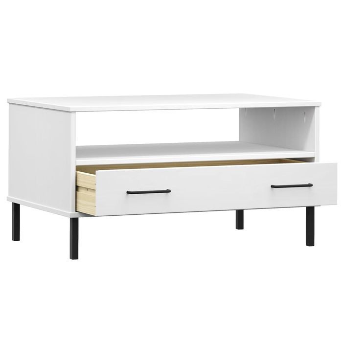 Table basse avec pieds en métal Blanc 85x50x45 cm Bois OSLO - Photo n°5