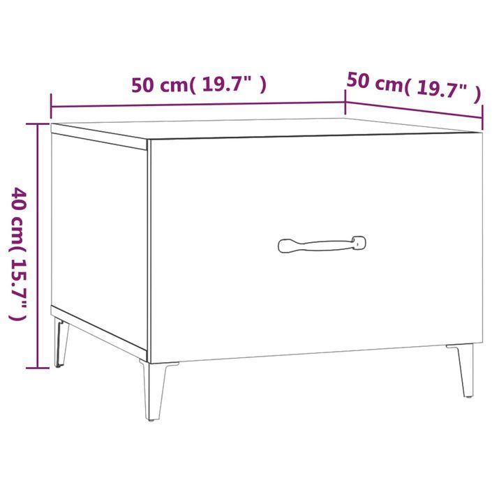 Table basse avec pieds en métal Blanc brillant 50x50x40 cm - Photo n°9