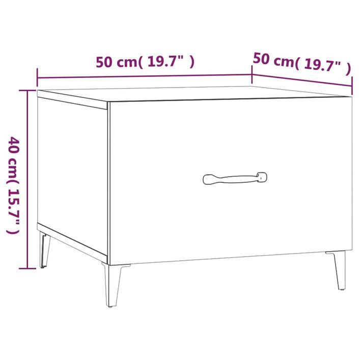 Table basse avec pieds en métal Chêne sonoma 50x50x40 cm - Photo n°9