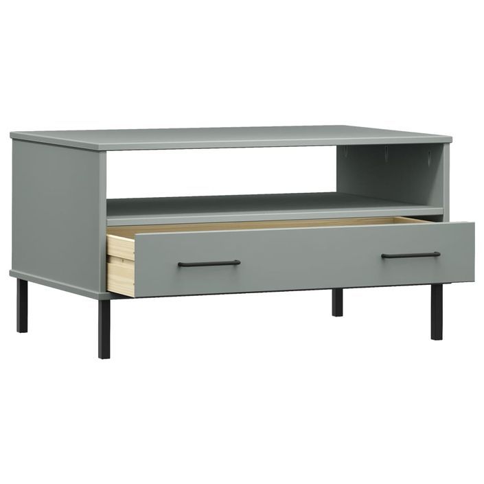 Table basse avec pieds en métal Gris 85x50x45 cm Bois OSLO - Photo n°5