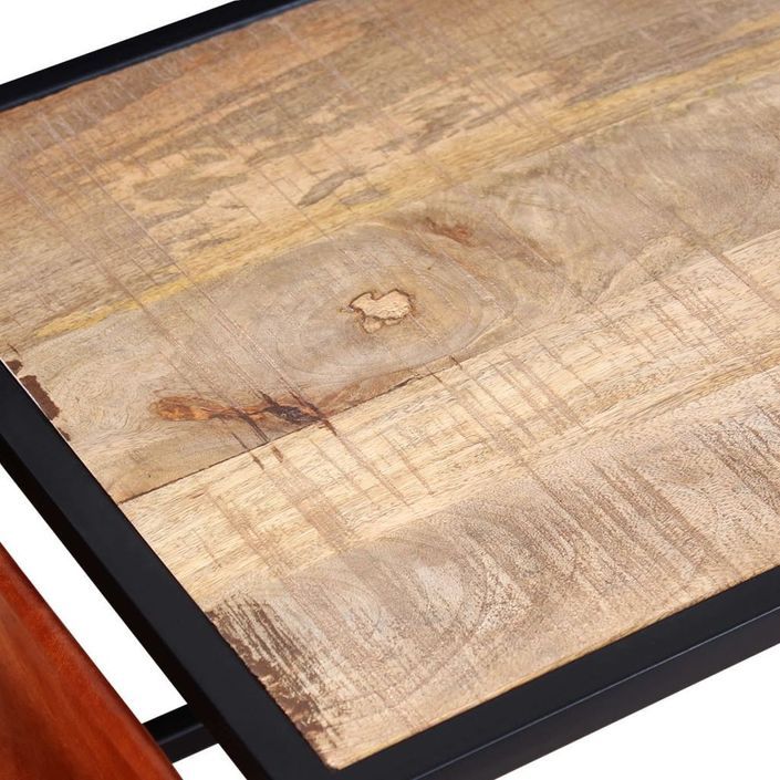 Table basse avec porte-revues Cuir véritable 110 x 50 x 45 cm - Photo n°7