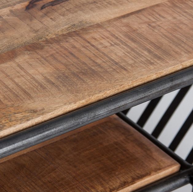 Table basse avec porte-revues manguier massif clair et métal noir Rent - Photo n°3