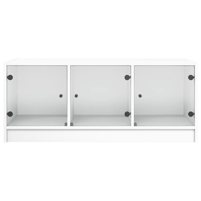 Table basse avec portes en verre blanc 102x50x42 cm - Photo n°6