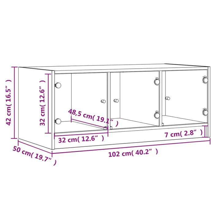 Table basse avec portes en verre blanc 102x50x42 cm - Photo n°12