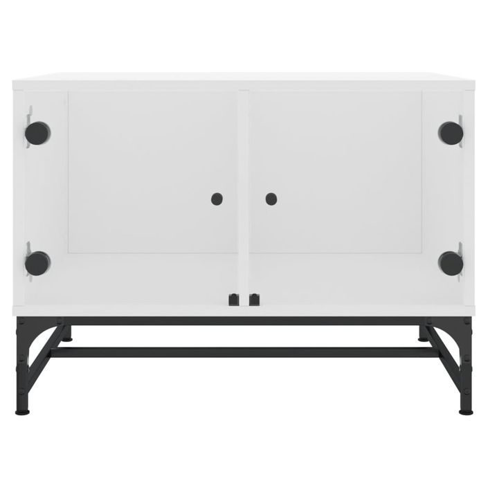 Table basse avec portes en verre blanc 68,5x50x50 cm - Photo n°5