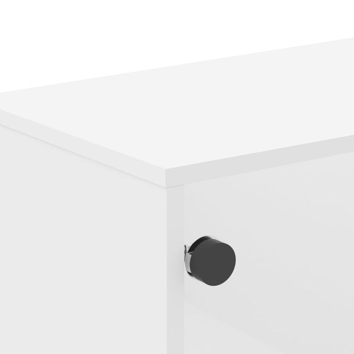 Table basse avec portes en verre blanc 68,5x50x50 cm - Photo n°8