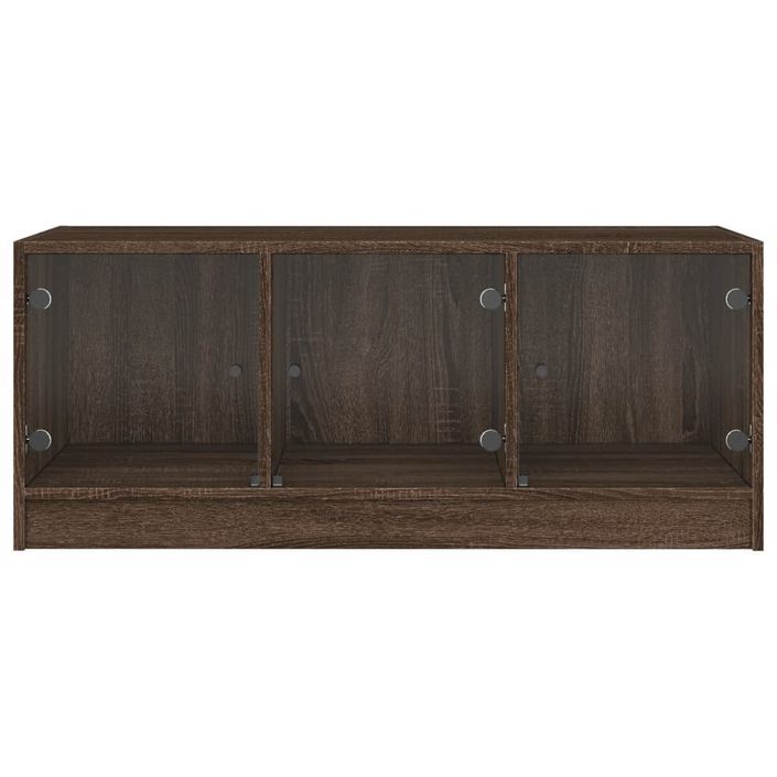 Table basse avec portes en verre chêne marron 102x50x42 cm - Photo n°3