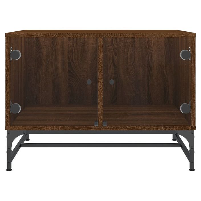 Table basse avec portes en verre chêne marron 68,5x50x50 cm - Photo n°5