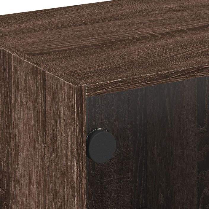 Table basse avec portes en verre chêne marron 68x50x42 cm - Photo n°9