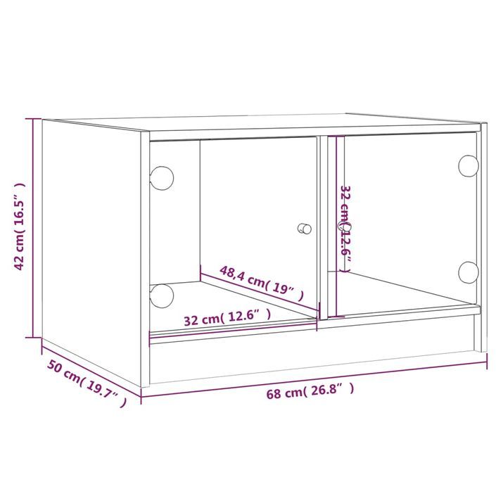 Table basse avec portes en verre chêne sonoma 68x50x42 cm - Photo n°11
