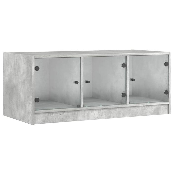 Table basse avec portes en verre gris béton 102x50x42 cm - Photo n°1
