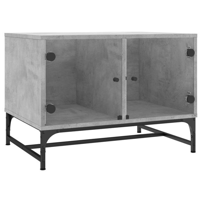 Table basse avec portes en verre gris béton 68,5x50x50 cm - Photo n°1