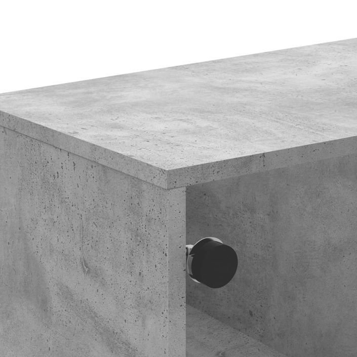 Table basse avec portes en verre gris béton 68,5x50x50 cm - Photo n°8